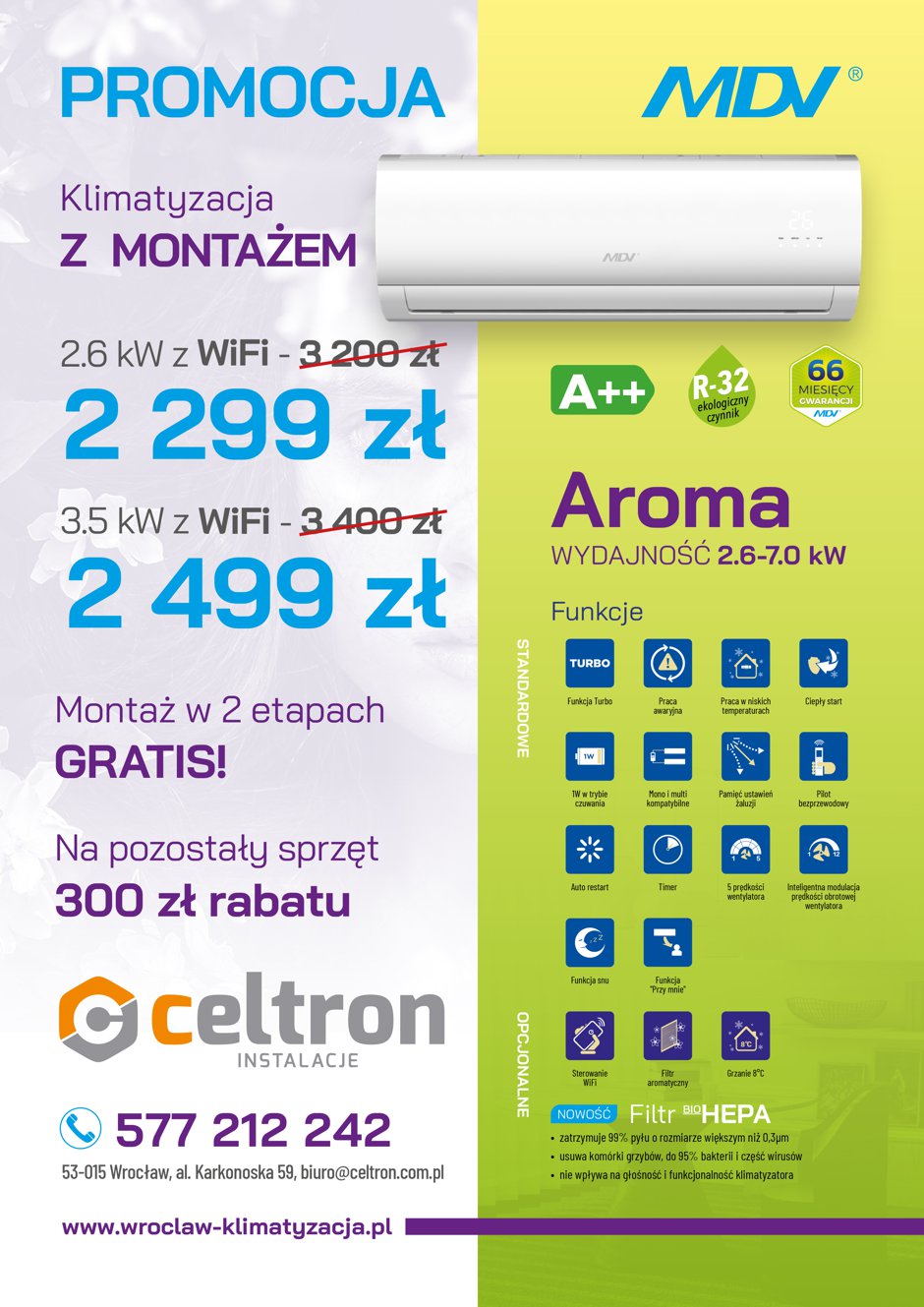 Promocja - Klimatyzacja z montażem MDV Aroma