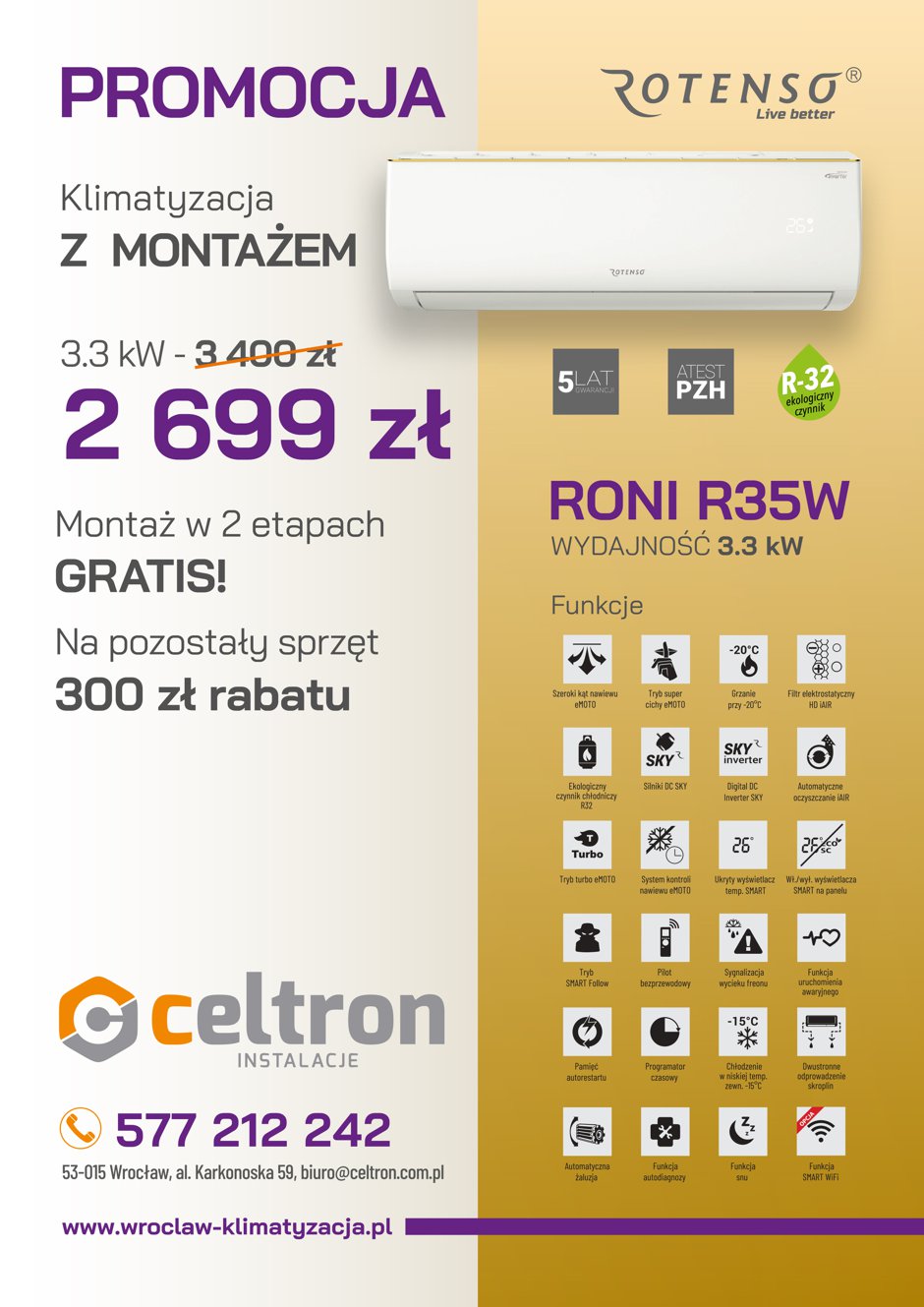 Promocja - Klimatyzacja z montażem Rotenso Roni