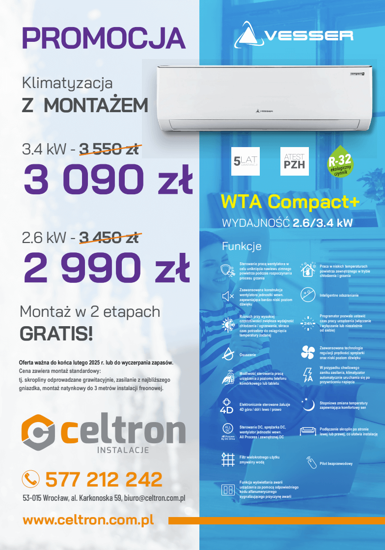 Promocja klimatyzacja Vesser WTA Compact+